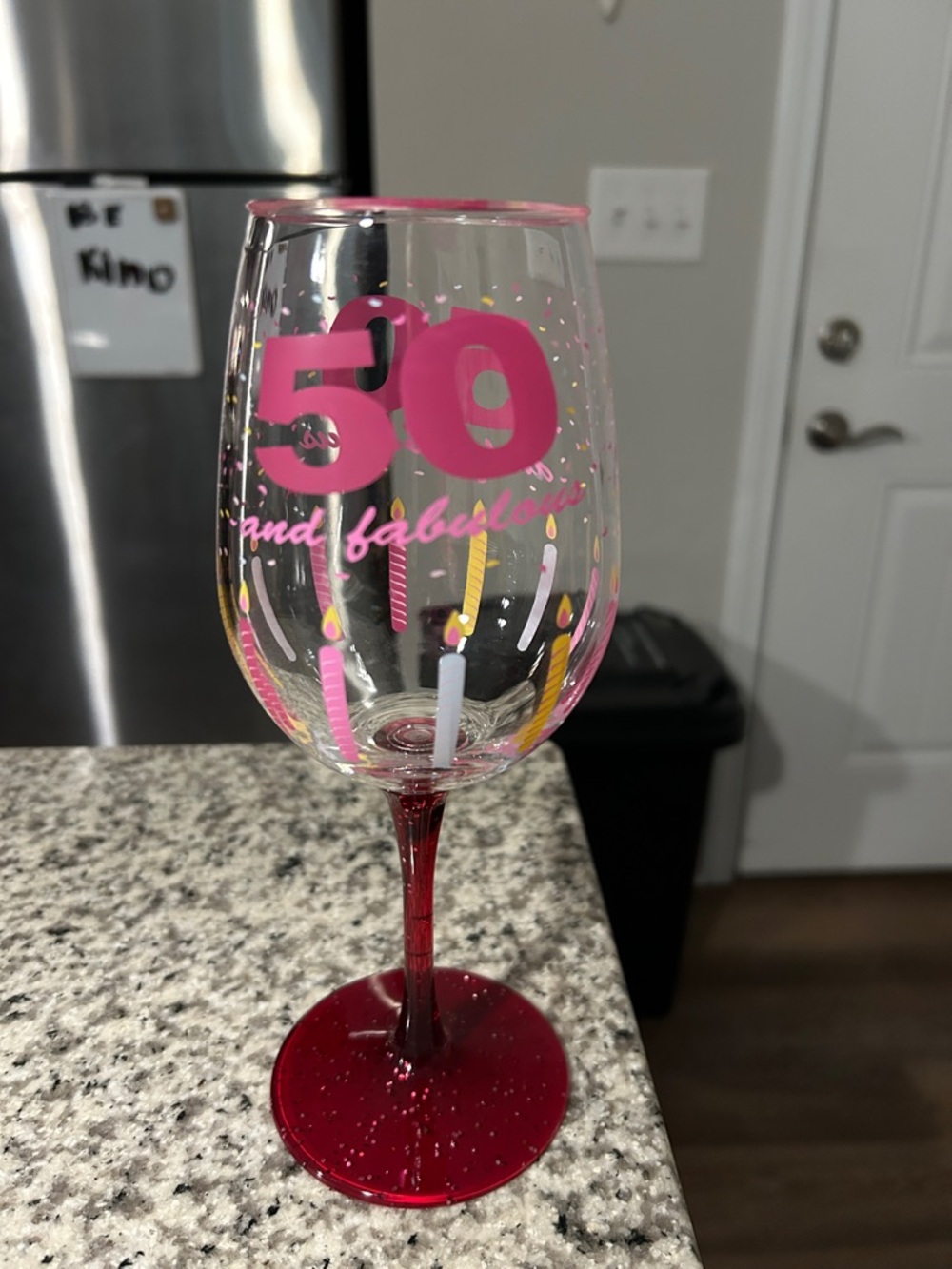50 and fabulous wine glass by Lolita